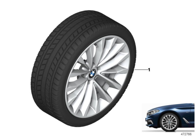 2020 BMW 540i Winter Wheel With Tire W-Spoke Diagram