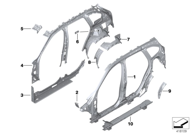 2017 BMW X1 Connection, Cowl Panel, Lateral Left Diagram for 41007439341