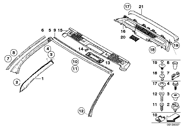 2005 BMW 645Ci Interior Trims And Panels Diagram