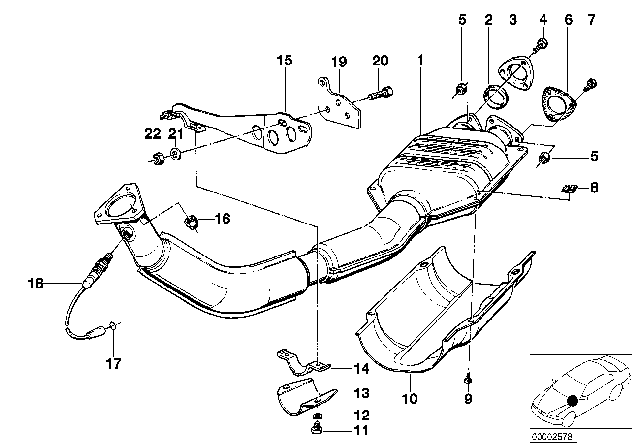 1983 BMW 733i Exhaust Pipe, Catalytic Converter Diagram 1