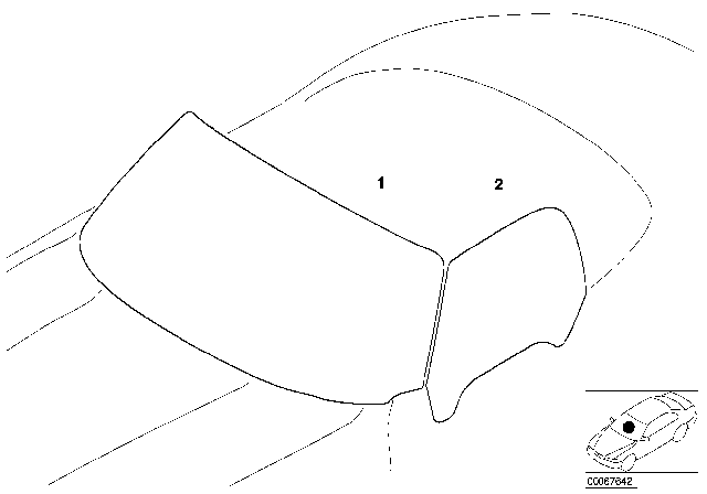 2003 BMW Z8 Windscreen, Green-Tinted Upper Strip Diagram for 51317026013