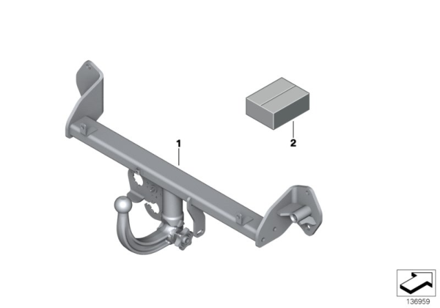 2019 BMW 230i Retrofit Kit, Trailer Tow Hitch, Removable Diagram