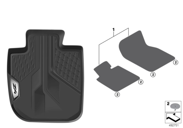 2020 BMW Z4 Floor Mats Diagram