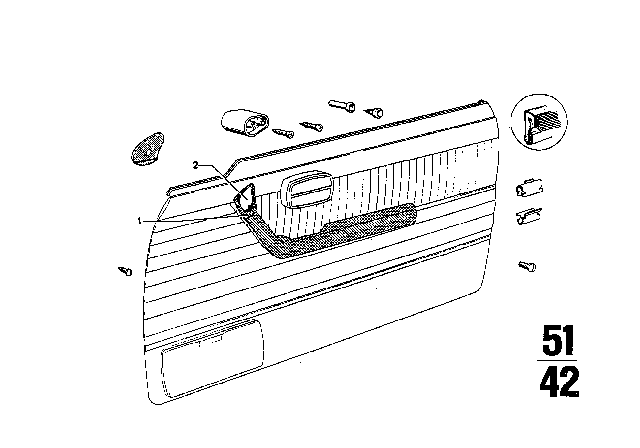 1974 BMW 3.0CS Arm Rest Upper Part Right Diagram for 51411815236