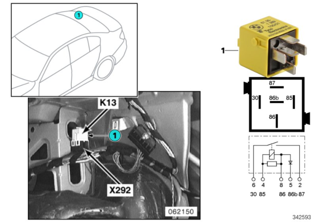 2003 BMW 325xi Relay, Heated Rear Window Diagram 2