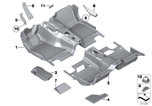 2010 BMW 750i xDrive Floor Covering, Rear Diagram for 51479121962