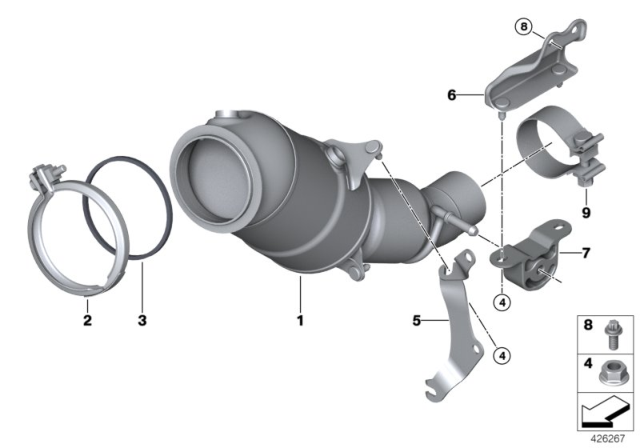 2018 BMW X5 Engine - Compartment Catalytic Converter Diagram