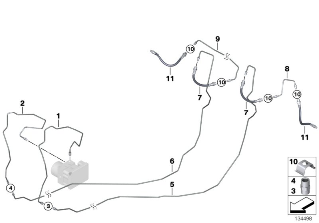 2011 BMW 335d Brake Hose Rear Diagram for 34306798523