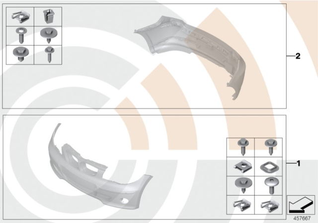 2008 BMW 135i Mounting Kit, Bumper Diagram