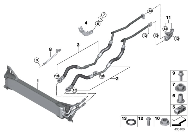 2020 BMW X4 M Transmission Oil Cooler / Oil Cooler Line Diagram