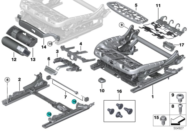 2020 BMW X5 Mechanism, Thigh Support, Top Diagram for 52107424508