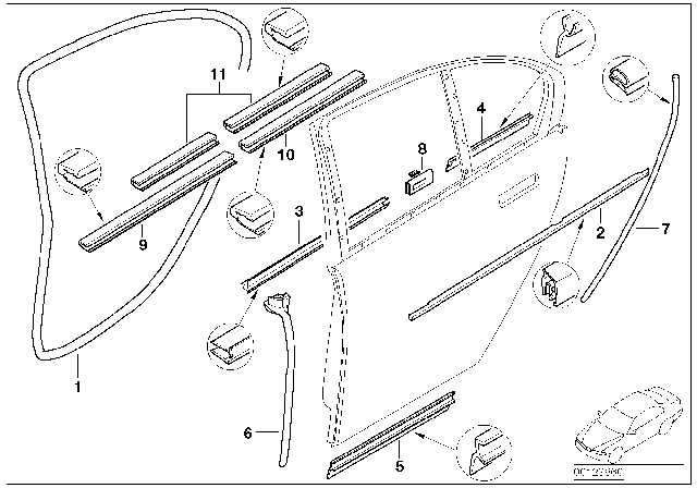 2003 BMW 745Li Door Weatherstrip Diagram 2