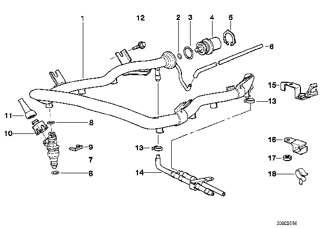 1996 BMW 840Ci Valves / Pipes Of Fuel Injection System Diagram
