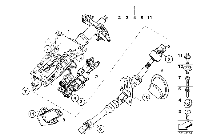 2006 BMW 530xi Add-On Parts, Electrical Steering Column Adjusting Diagram 2