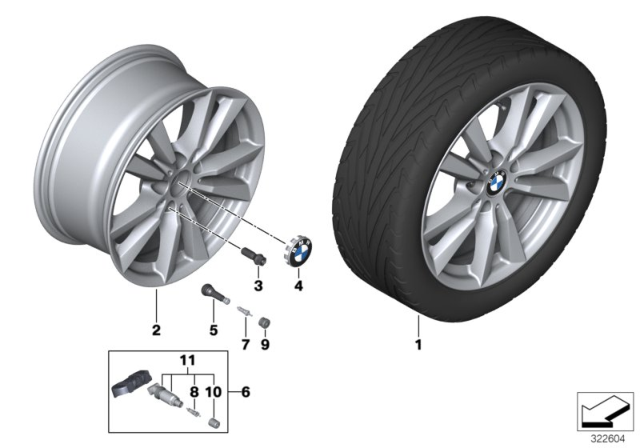 2018 BMW X5 Light Alloy Disc Wheel Reflexsilber Diagram for 36116853952