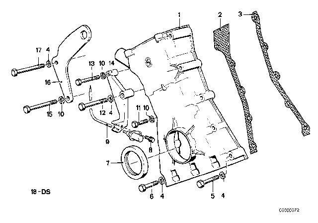 1987 BMW 535i Timing Case Diagram 1