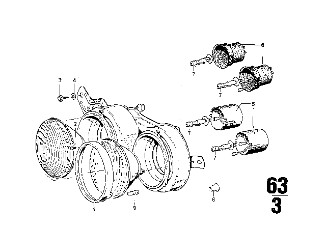 1969 BMW 2500 Headlight Diagram 2
