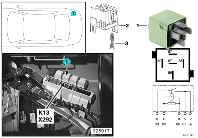 1997 BMW 540i Relay, Heated Rear Window Diagram