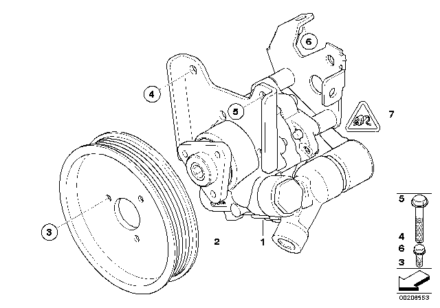 2004 BMW 525i Power Steering Pump Diagram 1