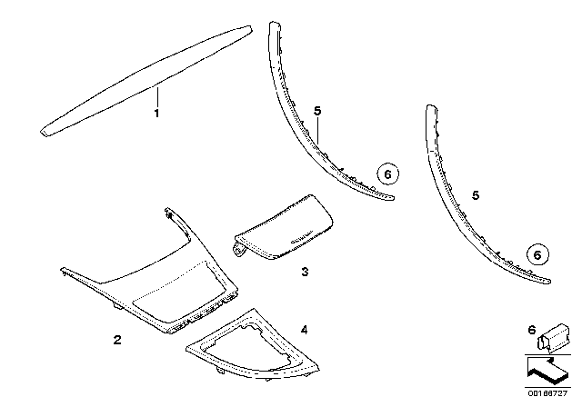 2010 BMW 135i BMW Performance Interior Trim In Carbon Diagram