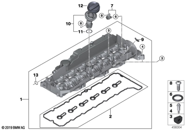 2018 BMW 540d xDrive Cylinder Head Cover / Mounting Parts Diagram