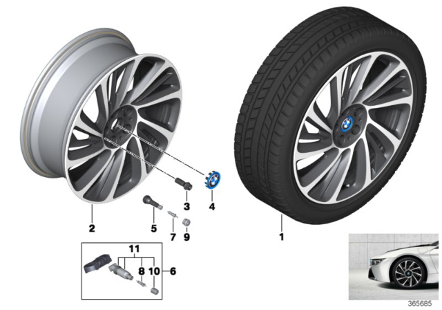 2019 BMW i8 Alloy Rim Forged Left Diagram for 36116862896