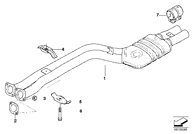 2004 BMW X3 Exhaust Pipe Diagram for 18303403629