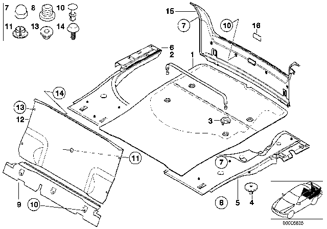 2003 BMW 540i Trunk Trim Panel Diagram 1