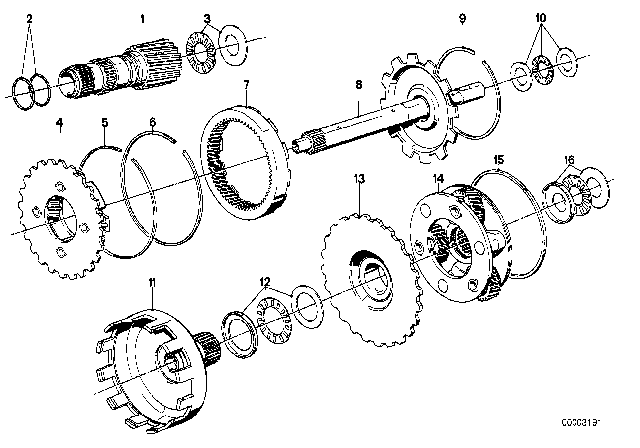 1988 BMW 635CSi Planet Wheel Sets (ZF 4HP22/24) Diagram