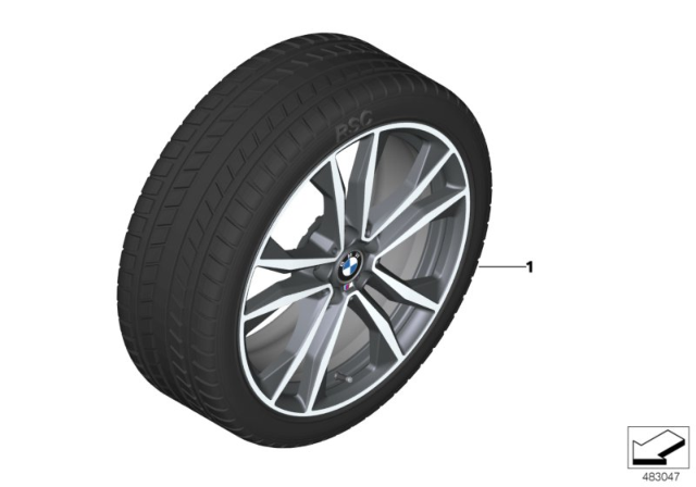 2017 BMW X1 Winter Wheel With Tire M Double Spoke Diagram 2