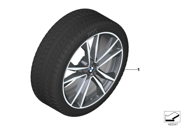 2017 BMW X1 sDrive28i(F48) Winter Wheel With Tire M Double Spoke Diagram 2