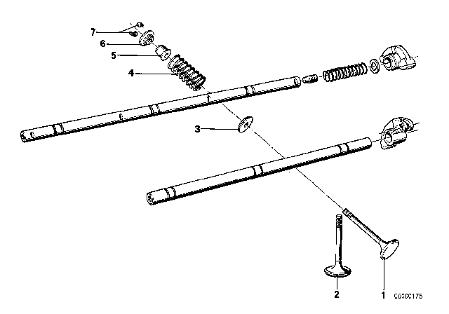 1977 BMW 530i Timing Gear - Rocker Arm / Valves Diagram 2