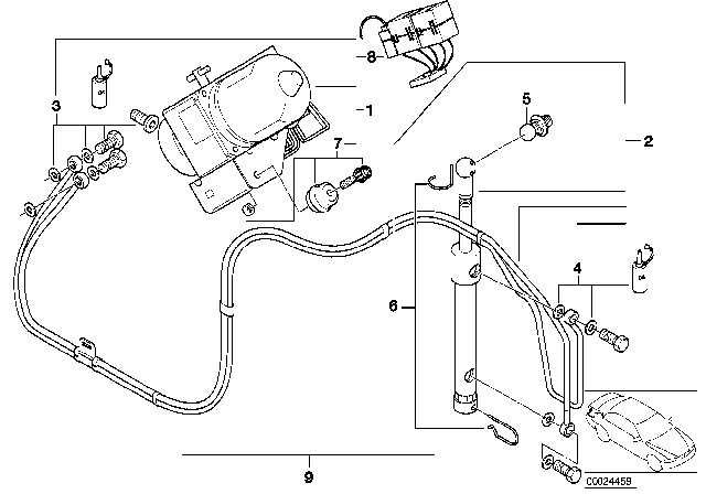 1998 BMW Z3 Electro - Hydraulic Folding Top Parts Diagram