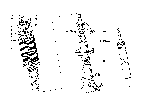 1969 BMW 2000 Mounting Parts For Front Spring Strut Diagram