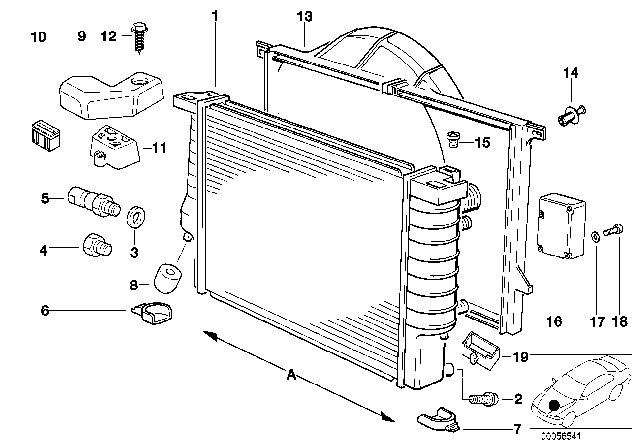 1993 BMW 850Ci Radiator / Frame Diagram