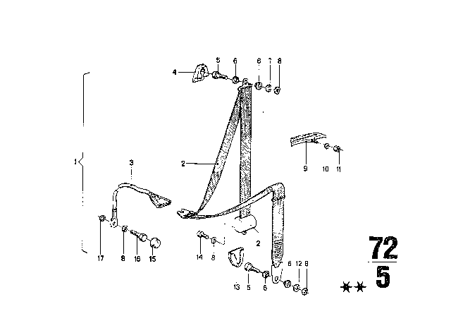 1975 BMW 3.0Si Safety Belt Front Diagram