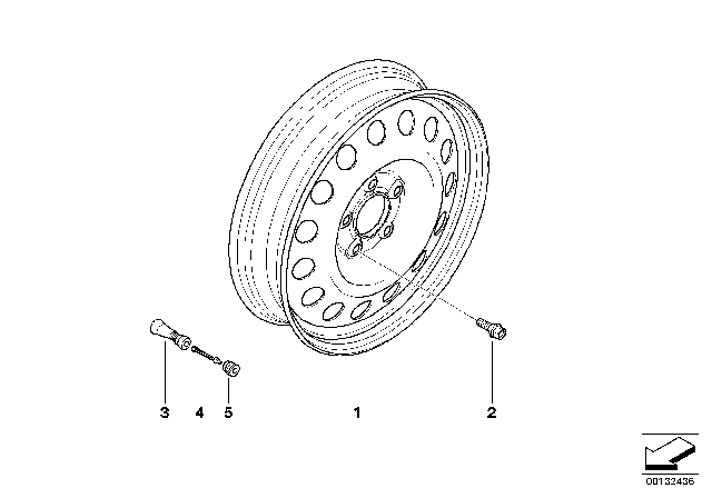 2017 BMW X6 Compact Spare Wheel, Steel, Black Diagram