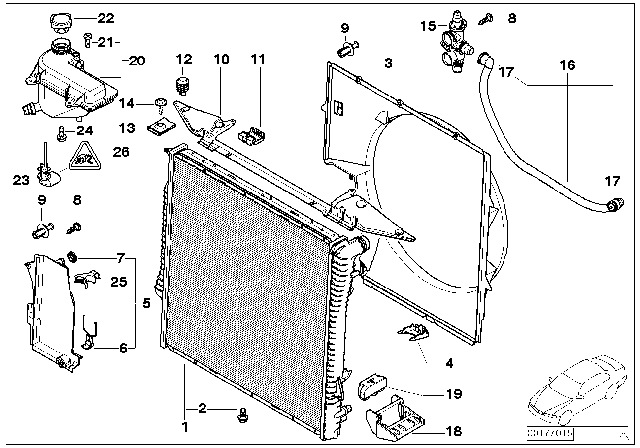 2001 BMW X5 Radiator Diagram for 17101439101
