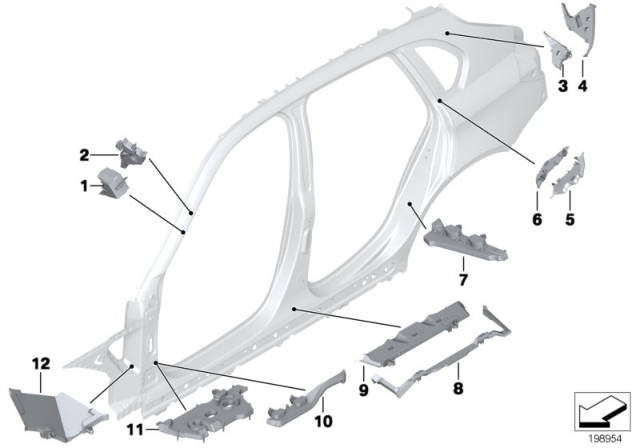 2013 BMW X1 Moulded Part For Column B, Interior Left Diagram for 41212990793
