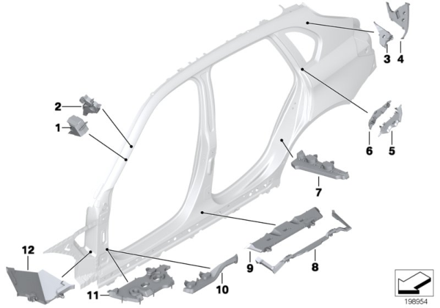 2013 BMW X1 Moulded Part Column A, Bottom Int. Right Diagram for 41212990286