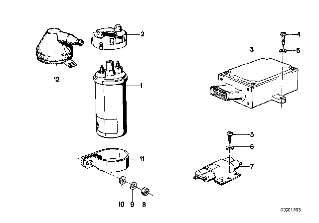 1979 BMW 733i At-Control Unit Transistorized Ignition Diagram for 12141466076