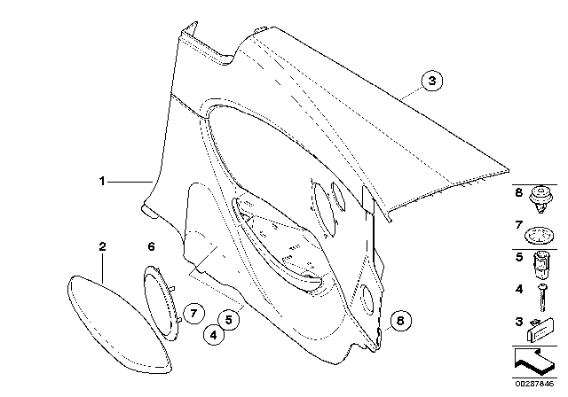 2010 BMW 650i Trim Panel Cloth Rear Right Diagram for 51439150558