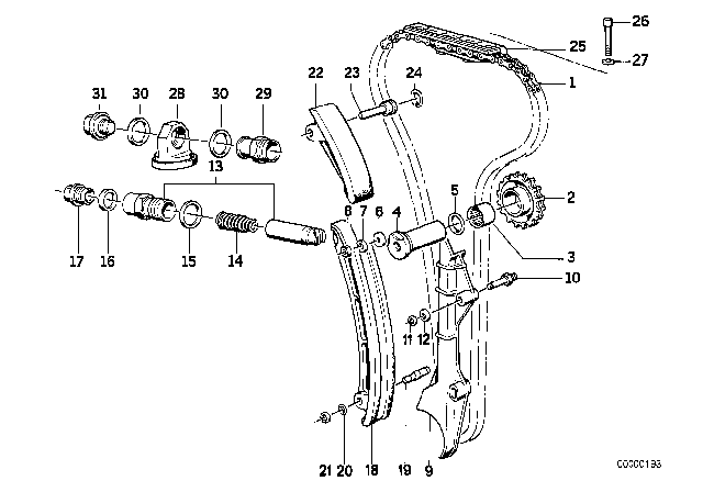 1988 BMW M5 Timing And Valve Train - Timing Chain Diagram