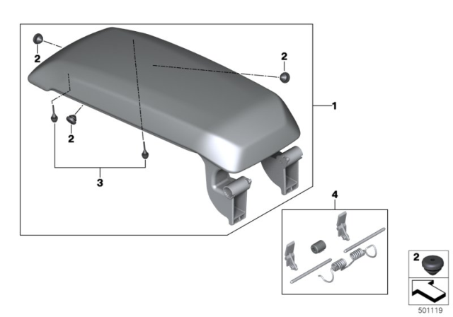 2020 BMW M235i xDrive Gran Coupe Armrest, Centre Console Diagram