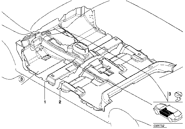 2003 BMW X5 Floor Covering, Rear Diagram for 51477133187