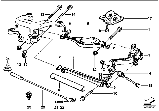 1992 BMW 325i Rear Axle Support / Wheel Suspension Diagram