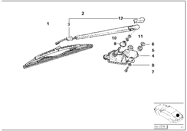 2000 BMW Z3 Single Parts For Rear Window Wiper Diagram