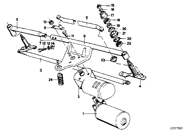 1982 BMW 733i Single Wiper Parts Diagram 1
