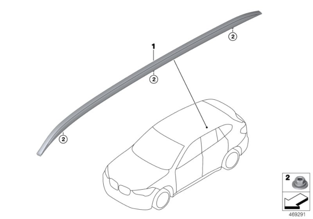 2017 BMW X1 Retrofit, Roof Rails Diagram