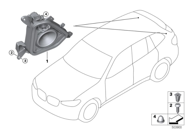 2018 BMW X3 SPEAKER MOUNT, D-PILLAR, RIG Diagram for 65139837732